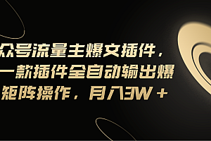 (11430期)Ai公众号流量主爆文插件,只需一款插件全自动输出爆文,矩阵操作,月入3w+