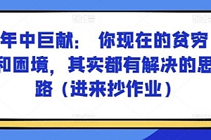 某付费文章:年中巨献: 你现在的贫穷和困境,其实都有解决的思路 (进来抄作业)