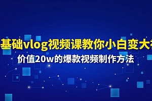 (11517期)0基础vlog视频课教你小白变大神:价值20w的爆款视频制作方法