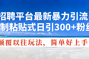 (11538期)招聘平台最新暴力引流,复制粘贴式日引300+粉丝,颠覆以往垃圾玩法,简…