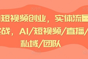 AI短视频创业,实体流量实战,AI/短视频/直播/私域/团队