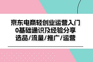 (11569期)京东电商-轻创业运营入门0基础通识及经验分享:选品/流量/推广/运营