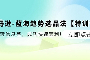 (11591期)亚马逊-蓝海趋势选品法【特训营】:玩转信息差,成功快速套利!