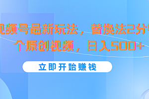 视频号最新玩法,替换法2分钟1个原创视频,日入500+