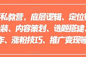小红书私教营,底层逻辑、定位赛道、账号包装、内容策划、选题搭建、爆款创作、涨粉技巧、推广变现等等