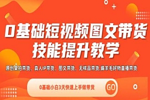 0基础短视频图文带货实操技能提升教学(直播课+视频课),0基础小白3天快速上手做带货