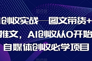 AI创收实战—图文带货+小说推文,AI创收从0开始,自媒体创收必学项目
