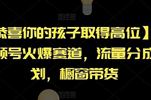 【恭喜你的孩子取得高位】AI视频号火爆赛道,流量分成计划,橱窗带货【揭秘】