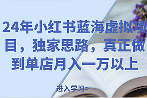 24年小红书蓝海虚拟项目,独家思路,真正做到单店月入一万以上。