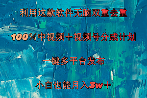 (11710期)利用这款软件无脑双重去重 100%中视频+视频号分成计划 小白也能月入3w+