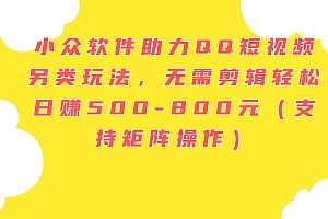 (11736期)小众软件助力QQ短视频另类玩法,无需剪辑轻松日赚500-800元(支持矩阵…