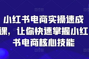 小红书电商实操速成课,让你快速掌握小红书电商核心技能