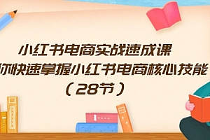 (11824期)小红书电商实战速成课,让你快速掌握小红书电商核心技能(28节)