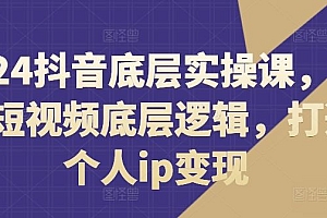 2024抖音底层实操课,重塑短视频底层逻辑,打造个人ip变现