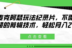 麦克阿瑟玩法纪录片,不需高超的剪辑技术,轻松月入2w+【揭秘】