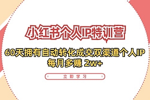 小红书个人IP陪跑营:两个月打造自动转化成交的多渠道个人IP,每月收入2w+(30节)