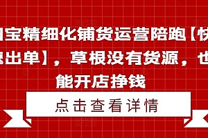 淘宝精细化铺货运营陪跑【快速出单】,草根没有货源,也能开店挣钱