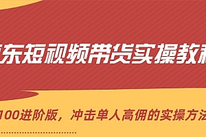 (12061期)京东短视频带货实操教程,从1-100进阶版,冲击单人高佣的实操方法讲解