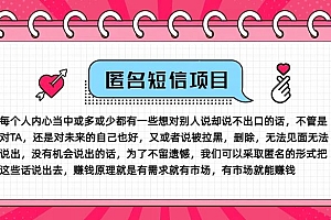 冷门小众赚钱项目,匿名短信,玩转信息差,月入五位数【揭秘】