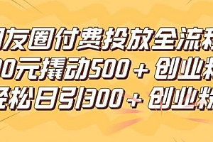 朋友圈高效付费投放全流程,100元撬动500+创业粉,日引流300加精准创业粉【揭秘】