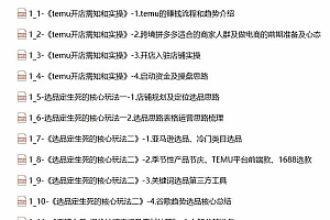 (12106期)2024-TEMU拼多多·跨境开店、运营、选品(25节视频课)