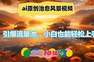 ai原创治愈风景视频,引爆流量池,小白也能轻松上手,篇篇10w+【揭秘】