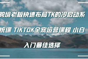 跨境老板快速布局TK的冷启动系统课 TIKTOK全案运营课程 小白入门最佳选择