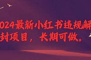2024最新小红书违规解封项目,长期可做,一个可以做到退休的项目【揭秘】