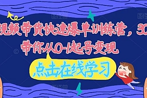 2024视频带货快速爆单训练营,30天带你从0-1起号变现