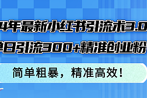 (12215期)24年最新小红书引流术3.0,单日引流300+精准创业粉,简单粗暴,精准高效!