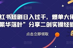 小红书短剧日入过千,爆单大佬“繁华落叶”分享二创实操经验