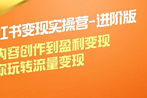 小红书变现实操营进阶版:从内容创作到盈利变现,带你玩转流量变现