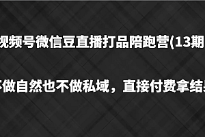 视频号微信豆直播打品陪跑(13期),不做不自然流不做私域,直接付费拿结果