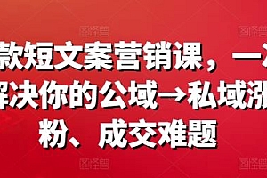 爆款短文案营销课,一次解决你的公域→私域涨粉、成交难题