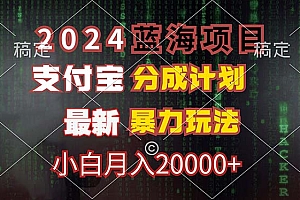 (12339期)2024蓝海项目,支付宝分成计划,暴力玩法,刷爆播放量,小白月入20000+