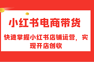 小红书电商带货,快速掌握小红书店铺运营,实现开店创收