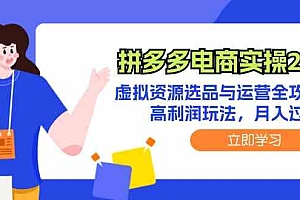拼多多电商实操2.0:虚拟资源选品与运营全攻略,高利润玩法,月入过万