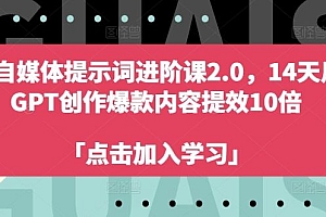AI自媒体提示词进阶课2.0,14天用 GPT创作爆款内容提效10倍
