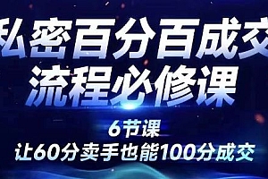 私密百分百成交流程线上训练营,绝对成交,让60分卖手也能100分成交