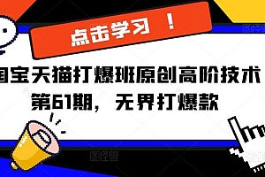 淘宝天猫打爆班原创高阶技术第61期,无界打爆款