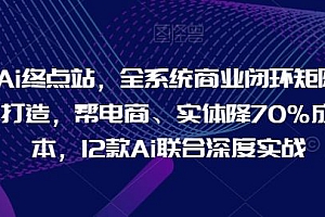 Ai终点站,全系统商业闭环矩阵打造,帮电商、实体降70%成本,12款Ai联合深度实战【0906更新】