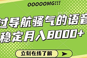 骚气的导航语音包,自用的同时还可以作为项目操作,月入8000+