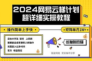 (12525期)2024网易云梯计划实操教程小白轻松上手  矩阵单月1w+