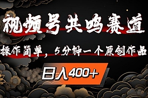 视频号共鸣赛道,操作简单,5分钟1个原创作品,日入几张【揭秘】