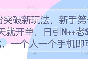 S粉突破新玩法,新手第一天就开单,日引N++老S批,一个人一个手机即可【揭秘】