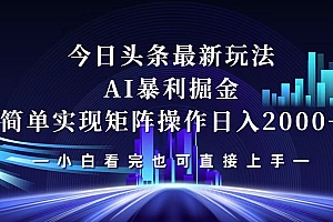 (12610期)今日头条最新掘金玩法,轻松矩阵日入2000+