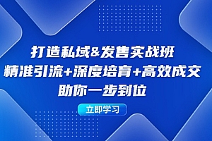 (12642期)打造私域&发售实操班:精准引流+深度培育+高效成交,助你一步到位