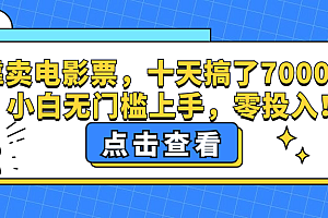 (12665期)靠卖电影票,十天搞了7000+,小白无门槛上手,零投入!