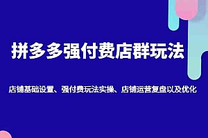 拼多多强付费店群玩法:店铺基础设置、强付费玩法实操、店铺运营复盘以及优化