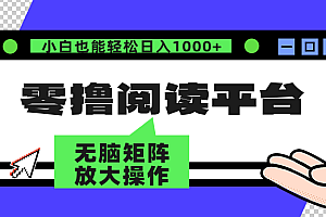 (12710期)零撸阅读平台 解放双手、实现躺赚收益 矩阵操作日入3000+